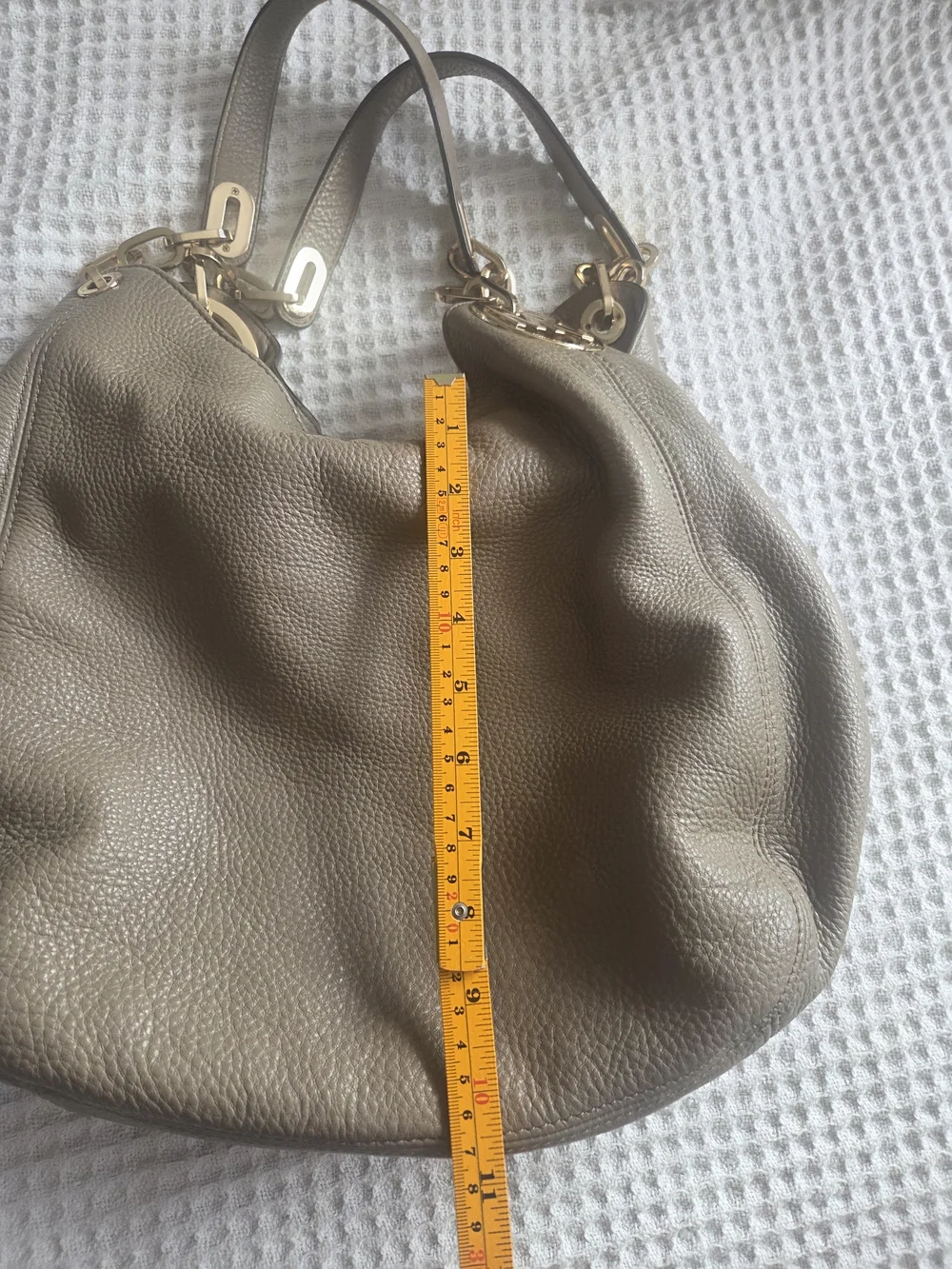 Michael Kors Taupe Pebbled Leather Shoulder Bag with Gold Hardware